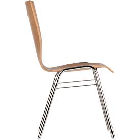 Schäfer Shop Select Stapelstuhl Natur, stapelbar bis 10 Stück, desinfektionsmittelbeständig, ohne Stoffpolster, B 430 x T 410 x H 450 mm, Holz & Stahl