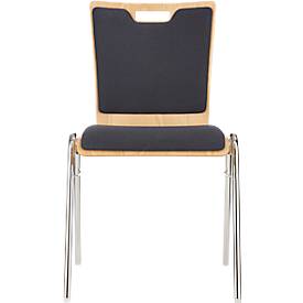 Schäfer Shop Select Stapelstuhl Natur, stapelbar bis 10 Stück, desinfektionsmittelbeständig, Sitz-/Rückenpolster, B 430 x T 410 x H 450 mm, Holz/Stahl