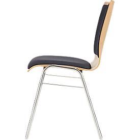 Schäfer Shop Select Stapelstuhl Natur, stapelbar bis 10 Stück, desinfektionsmittelbeständig, Sitz-/Rückenpolster, B 430 x T 410 x H 450 mm, Holz/Stahl