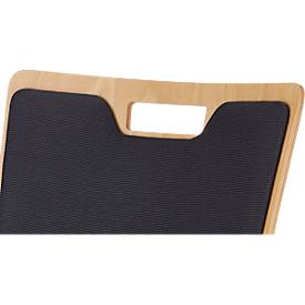 Schäfer Shop Select Stapelstuhl Natur, stapelbar bis 10 Stück, desinfektionsmittelbeständig, Sitz-/Rückenpolster, B 430 x T 410 x H 450 mm, Holz/Stahl