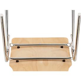 Schäfer Shop Select Stapelstuhl Natur, stapelbar bis 10 Stück, desinfektionsmittelbeständig, Sitz-/Rückenpolster, B 430 x T 410 x H 450 mm, Holz/Stahl