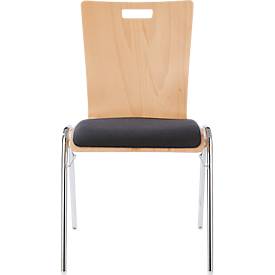 Schäfer Shop Select Stapelstuhl Natur, stapelbar bis 10 Stück, mit Stoffpolster, B 430 x T 410 x H 450 mm, Holz & Stahl