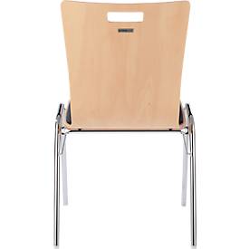 Schäfer Shop Select Stapelstuhl Natur, stapelbar bis 10 Stück, mit Stoffpolster, B 430 x T 410 x H 450 mm, Holz & Stahl