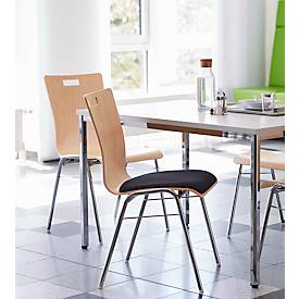 Schäfer Shop Select Stapelstuhl Natur, stapelbar bis 10 Stück, mit Stoffpolster, B 430 x T 410 x H 450 mm, Holz & Stahl