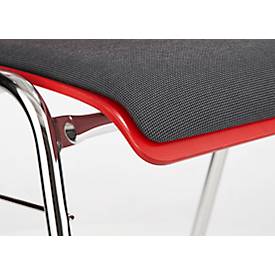 Schäfer Shop Select Stapelstuhl Rot, stapelbar bis 10 Stück, desinfektionsmittelbeständig, mit Stoffpolster, B 430 x T 410 x H 450 mm, Holz & Stahl