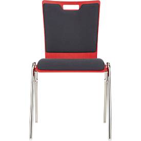 Schäfer Shop Select Stapelstuhl Rot, stapelbar bis 10 Stück, desinfektionsmittelbeständig, Sitz-/Rückenpolster, B 430 x T 410 x H 450 mm, Holz & Stahl