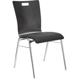 Schäfer Shop Select Stapelstuhl Schwarzgrau, stapelbar bis 10 Stück, desinfektionsmittelbeständig, mit Stoffpolster, B 430 x T 410 x H 450 mm, Holz & Stahl