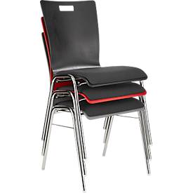 Schäfer Shop Select Stapelstuhl Schwarzgrau, stapelbar bis 10 Stück, desinfektionsmittelbeständig, mit Stoffpolster, B 430 x T 410 x H 450 mm, Holz & Stahl