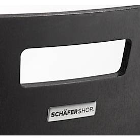 Schäfer Shop Select Stapelstuhl Schwarzgrau, stapelbar bis 10 Stück, desinfektionsmittelbeständig, mit Stoffpolster, B 430 x T 410 x H 450 mm, Holz & Stahl