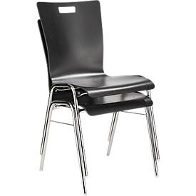 Schäfer Shop Select Stapelstuhl Schwarzgrau, stapelbar bis 10 Stück, desinfektionsmittelbeständig, ohne Stoffpolster, B 430 x T 410 x H 450 mm, Holz & Stahl