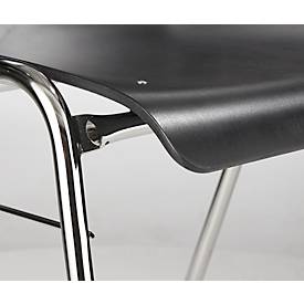 Schäfer Shop Select Stapelstuhl Schwarzgrau, stapelbar bis 10 Stück, desinfektionsmittelbeständig, ohne Stoffpolster, B 430 x T 410 x H 450 mm, Holz & Stahl