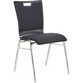Schäfer Shop Select Stapelstuhl Schwarzgrau, stapelbar bis 10 Stück, desinfektionsmittelbeständig, Sitz-/Rückenpolster, B 430 x T 410 x H 450 mm, Holz & Stahl
