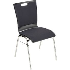 Schäfer Shop Select Stapelstuhl Schwarzgrau, stapelbar bis 10 Stück, desinfektionsmittelbeständig, Sitz-/Rückenpolster, B 430 x T 410 x H 450 mm, Holz & Stahl