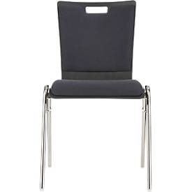 Schäfer Shop Select Stapelstuhl Schwarzgrau, stapelbar bis 10 Stück, desinfektionsmittelbeständig, Sitz-/Rückenpolster, B 430 x T 410 x H 450 mm, Holz & Stahl