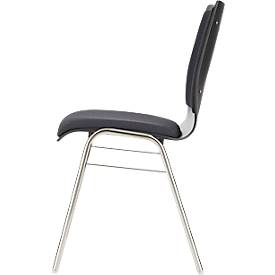 Schäfer Shop Select Stapelstuhl Schwarzgrau, stapelbar bis 10 Stück, desinfektionsmittelbeständig, Sitz-/Rückenpolster, B 430 x T 410 x H 450 mm, Holz & Stahl