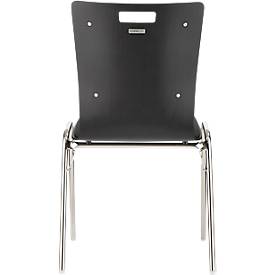 Schäfer Shop Select Stapelstuhl Schwarzgrau, stapelbar bis 10 Stück, desinfektionsmittelbeständig, Sitz-/Rückenpolster, B 430 x T 410 x H 450 mm, Holz & Stahl