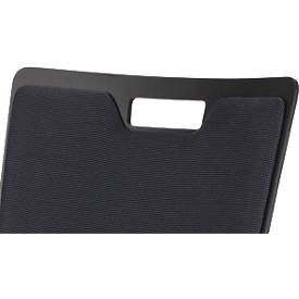 Schäfer Shop Select Stapelstuhl Schwarzgrau, stapelbar bis 10 Stück, desinfektionsmittelbeständig, Sitz-/Rückenpolster, B 430 x T 410 x H 450 mm, Holz & Stahl