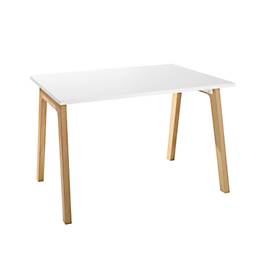 Schäfer Shop Select Start Off Wood desk, rectangle, A-foot, W 1200 x D 800 x H 735 mm, white/wood look 