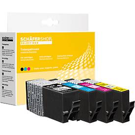 Schäfer Shop Select Tintenpatronen, ersetzt HP 903XL (3HZ51AE), Mixpack, schwarz, cyan, gelb, magenta