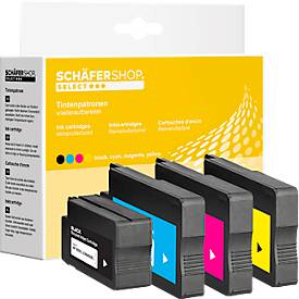 Schäfer Shop Select Tintenpatronen, ersetzt HP 950XL/951XL CMYK (CN045AE, CN046AE, CN047AE, CN048AE), Mixpack, cyan, magenta, gelb, schwarz