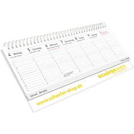 Schäfer Shop Select Tischquerkalender 2027, Kalendarium in vers. Sprachen, B 298 x H 105 mm, Karton, weiß