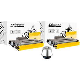 Schäfer Shop Select Toner, ersetzt Brother TN-2220, TN-2010 (TN2220, TN2010), Einzelpack, schwarz + Bluetooth Lautsprecher Chrome
