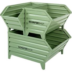 Schäfer Shop Select Transport- und Stapelbehälter, B 1210 x T 820 x H 610 mm, resedagrün RAL 6011, bis 1000 kg