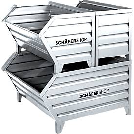 Schäfer Shop Select Transport- und Stapelbehälter, B 700 x T 820 x H 610 mm, feuerverzinkt, bis 800 kg