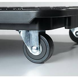 Schäfer Shop Select Transportroller, B 600 × T 405 × H 135 mm, verkettbar, bis zu 200 kg, Tragegriff, Lenkrollen, Kunststoff