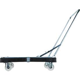 Schäfer Shop Select Transportroller BASICline, bis 500 kg, klappbarer Schiebebügel, L 815 x B 724 x H 192 mm, Recycling-HDPE, schwarz