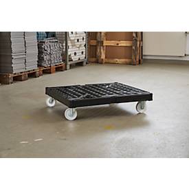 Schäfer Shop Select Transportroller BASICline, bis 500 kg, ohne Schiebebügel, L 815 x B 724 x H 192 mm, Recycling-HDPE, schwarz