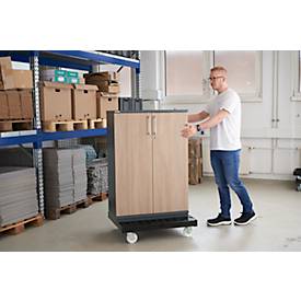 Schäfer Shop Select Transportroller BASICline, bis 500 kg, ohne Schiebebügel, L 815 x B 724 x H 192 mm, Recycling-HDPE, schwarz