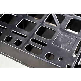 Schäfer Shop Select Transportroller BASICline, bis 500 kg, ohne Schiebebügel, L 815 x B 724 x H 192 mm, Recycling-HDPE, schwarz