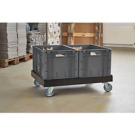 Schäfer Shop Select Transportroller BASICline, Recycling-Kunststoff, je 2 TPE-Lenk- und Bockrollen, Ladefläche L 610 x B 814 mm, bis 300 kg