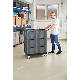Schäfer Shop Select Transportroller BASICline, Recycling-Kunststoff, je 2 TPE-Lenk- und Bockrollen, Ladefläche L 610 x B 814 mm, bis 300 kg