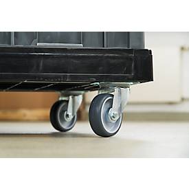 Schäfer Shop Select Transportroller BASICline, Recycling-Kunststoff, je 2 TPE-Lenk- und Bockrollen, Ladefläche L 610 x B 814 mm, bis 300 kg