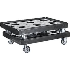 Schäfer Shop Select Transportroller BASICline, Recycling-Kunststoff, je 2 TPE-Lenk- und Bockrollen, Ladefläche L 610 x B 814 mm, bis 300 kg