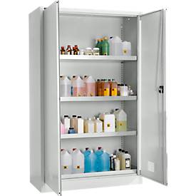 Schäfer Shop Select Umweltschrank, B 1200 x T 500 x H 1935 mm, 3 Wannen à 23 Liter + WHG-Wanne 14 Liter, lichtgrau