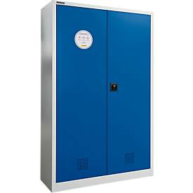 Schäfer Shop Select Umweltschrank, B 1200 x T 500 x H 1935 mm, 4 Wannen à 23 Liter, lichtgrau/enzianblau