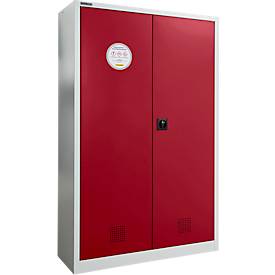 Schäfer Shop Select Umweltschrank, B 1200 x T 500 x H 1935 mm, 4 Wannen à 23 Liter, lichtgrau/rubinrot