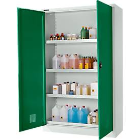 Schäfer Shop Select Umweltschrank, B 1200 x T 500 x H 1935 mm, 4 Wannen à 23 Liter, lichtgrau/türkisgrün