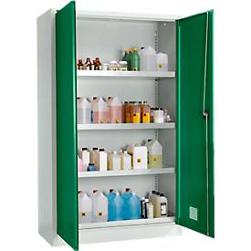 Schäfer Shop Select Umweltschrank, B 1200 x T 500 x H 1935 mm, 4 Wannen à 23 Liter, lichtgrau/türkisgrün