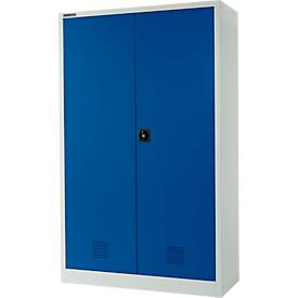 Schäfer Shop Select Umweltschrank, B 1200 x T 500 x H 1935 mm, 4 WHG-Wannen à 14 Liter, lichtgrau/enzianblau