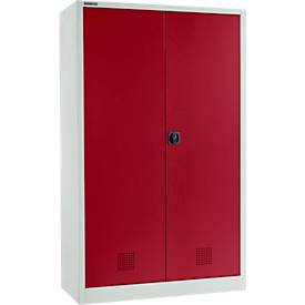 Schäfer Shop Select Umweltschrank, B 1200 x T 500 x H 1935 mm, 4 WHG-Wannen à 14 Liter, lichtgrau/rubinrot
