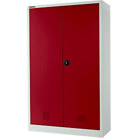 Schäfer Shop Select Umweltschrank, B 1200 x T 500 x H 1935 mm, 4 WHG-Wannen à 14 Liter, lichtgrau/rubinrot