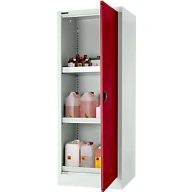Schäfer Shop Select Umweltschrank, B 600 x T 500 x H 1585 mm, 3 Wannen à 11 Liter, lichtgrau/rubinrot