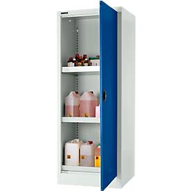 Schäfer Shop Select Umweltschrank, B 600 x T 500 x H 1585 mm, 3 WHG-Wannen à 7 Liter, lichtgrau/enzianblau