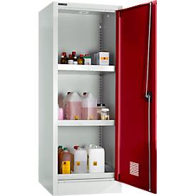 Schäfer Shop Select Umweltschrank, B 600 x T 500 x H 1585 mm, 3 WHG-Wannen à 7 Liter, lichtgrau/rubinrot