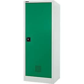 Schäfer Shop Select Umweltschrank, B 600 x T 500 x H 1585 mm, 3 WHG-Wannen à 7 Liter, lichtgrau/türkisgrün