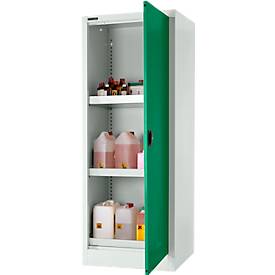 Schäfer Shop Select Umweltschrank, B 600 x T 500 x H 1585 mm, 3 WHG-Wannen à 7 Liter, lichtgrau/türkisgrün